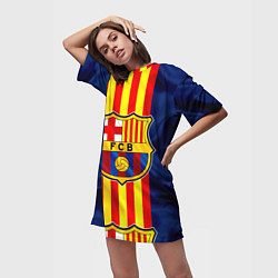 Футболка женская длинная Фк Барселона Лого, цвет: 3D-принт — фото 2