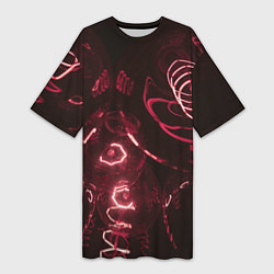 Футболка женская длинная Неоновые тусклые фонари, цвет: 3D-принт