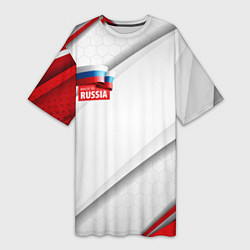Футболка женская длинная Red & white флаг России, цвет: 3D-принт
