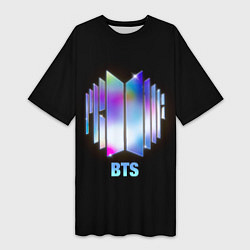 Футболка женская длинная BTS gradient logo, цвет: 3D-принт