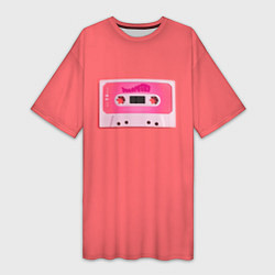 Футболка женская длинная BTS cassette, цвет: 3D-принт
