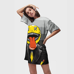 Футболка женская длинная Самый страшный и веселый смайл, цвет: 3D-принт — фото 2