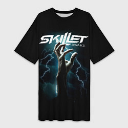 Футболка женская длинная Группа Skillet, цвет: 3D-принт