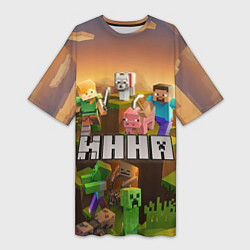 Футболка женская длинная Нина Minecraft, цвет: 3D-принт