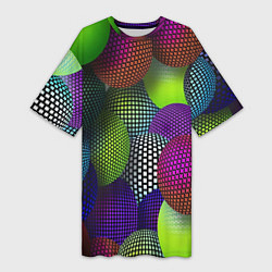 Женская длинная футболка Трехмерные разноцветные шары