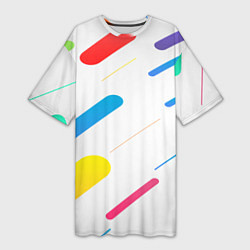 Футболка женская длинная Разноцветные круги и полосы, цвет: 3D-принт