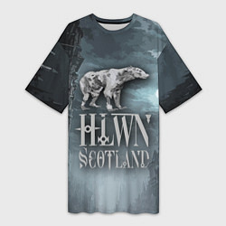 Футболка женская длинная Bear- zombie - halloween Scotland, цвет: 3D-принт
