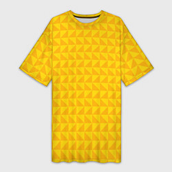 Футболка женская длинная Геометрия - желтые треугольники, цвет: 3D-принт
