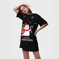 Футболка женская длинная Shit holiday spirit, цвет: 3D-принт — фото 2
