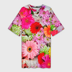 Женская длинная футболка Colorful chrysanthemums