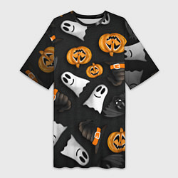 Футболка женская длинная Halloween 31 окт, цвет: 3D-принт