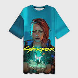 Женская длинная футболка Cyberpunk - Киберпанк