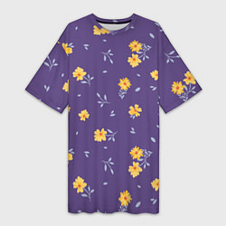 Футболка женская длинная Милые цветочки, цвет: 3D-принт