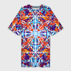 Футболка женская длинная Яркий зимний разноцветный, цвет: 3D-принт