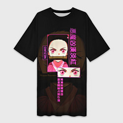 Футболка женская длинная Персонаж Незуко Камадо: Клинок, рассекающий демоно, цвет: 3D-принт