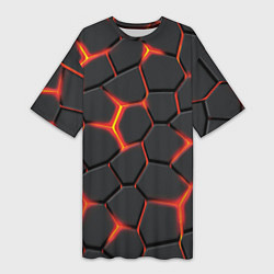 Футболка женская длинная Неоновый разлом - жёлтый, цвет: 3D-принт