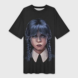 Футболка женская длинная Wednesday - Уэнсдэй Аддамс, цвет: 3D-принт