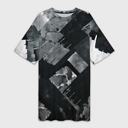 Футболка женская длинная Серые полосы, цвет: 3D-принт