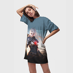 Футболка женская длинная The Witcher girl art, цвет: 3D-принт — фото 2