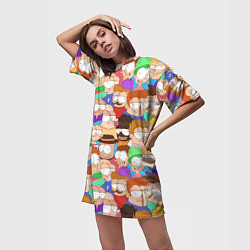 Футболка женская длинная Разные прикольные люди, цвет: 3D-принт — фото 2