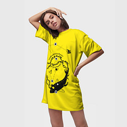 Футболка женская длинная ДНК вселенной в большой рыбе, цвет: 3D-принт — фото 2