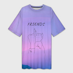 Футболка женская длинная Friends - Jimin and Taehyung BTS, цвет: 3D-принт