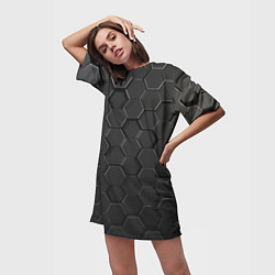 Футболка женская длинная Abstraction hexagon grey, цвет: 3D-принт — фото 2