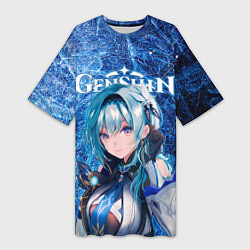 Футболка женская длинная Эола на фоне расколотого льда, цвет: 3D-принт