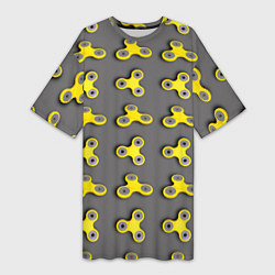 Футболка женская длинная Желтый спиннер, цвет: 3D-принт