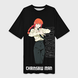 Футболка женская длинная Макима из аниме Человек бензопила, цвет: 3D-принт