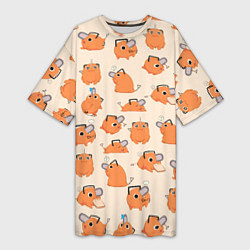 Футболка женская длинная Человек-бензопила - Почита и хлебушек, цвет: 3D-принт