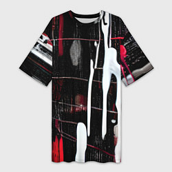 Футболка женская длинная Краски на стене, нейросеть, цвет: 3D-принт