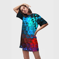 Футболка женская длинная Битва размытых пикселей, цвет: 3D-принт — фото 2