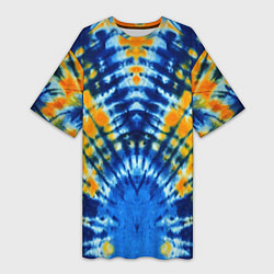 Футболка женская длинная Tie dye стиль хиппи, цвет: 3D-принт