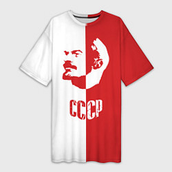 Футболка женская длинная Красно белый Ленин, цвет: 3D-принт