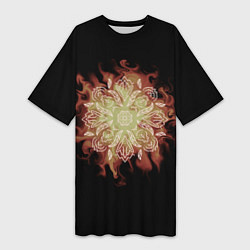 Женская длинная футболка Цветок в огне