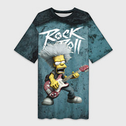 Футболка женская длинная Rock n roll style Simpsons, цвет: 3D-принт