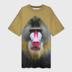 Женская длинная футболка Мандрил обезьяна