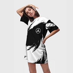 Футболка женская длинная Mercedes benz - white color, цвет: 3D-принт — фото 2