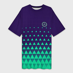 Футболка женская длинная Mercedes Benz sign, цвет: 3D-принт