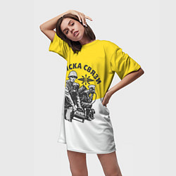 Футболка женская длинная Войска связи - ВС, цвет: 3D-принт — фото 2