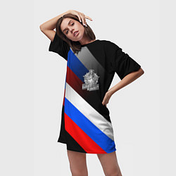 Футболка женская длинная Пограничные войска - флаг РФ, цвет: 3D-принт — фото 2