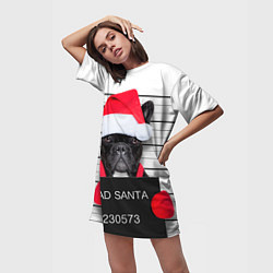 Футболка женская длинная Собака арестована, цвет: 3D-принт — фото 2