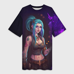 Футболка женская длинная Jinx arcane League of Legends, цвет: 3D-принт