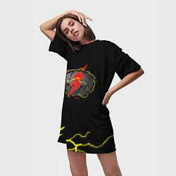 Футболка женская длинная Flash and Batman logo, цвет: 3D-принт — фото 2