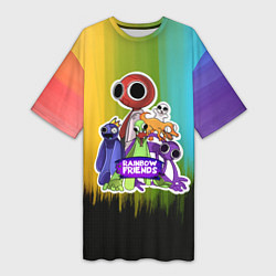 Футболка женская длинная Компания радужных друзей, цвет: 3D-принт