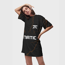 Футболка женская длинная Форма Fnatic молнии, цвет: 3D-принт — фото 2