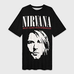 Футболка женская длинная Nirvana - Kurt Cobain, цвет: 3D-принт