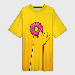 Футболка женская длинная Гомер и пончик, цвет: 3D-принт