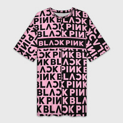 Футболка женская длинная Blackpink - pink text, цвет: 3D-принт